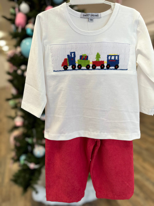 Smocked Train Boy Pant set