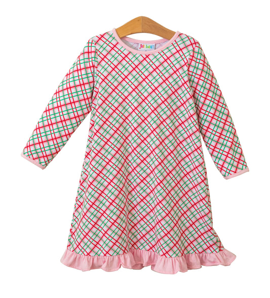 Merry & Bright Ruffle Christmas Plaid Dress