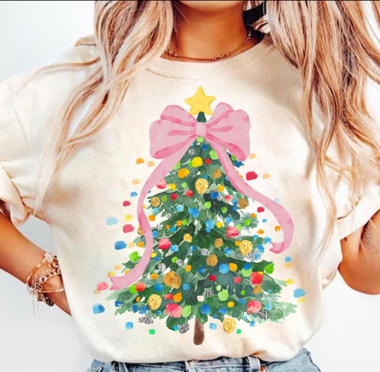 Preppy Coquette Christmas Tree Tee/Sweatshirt