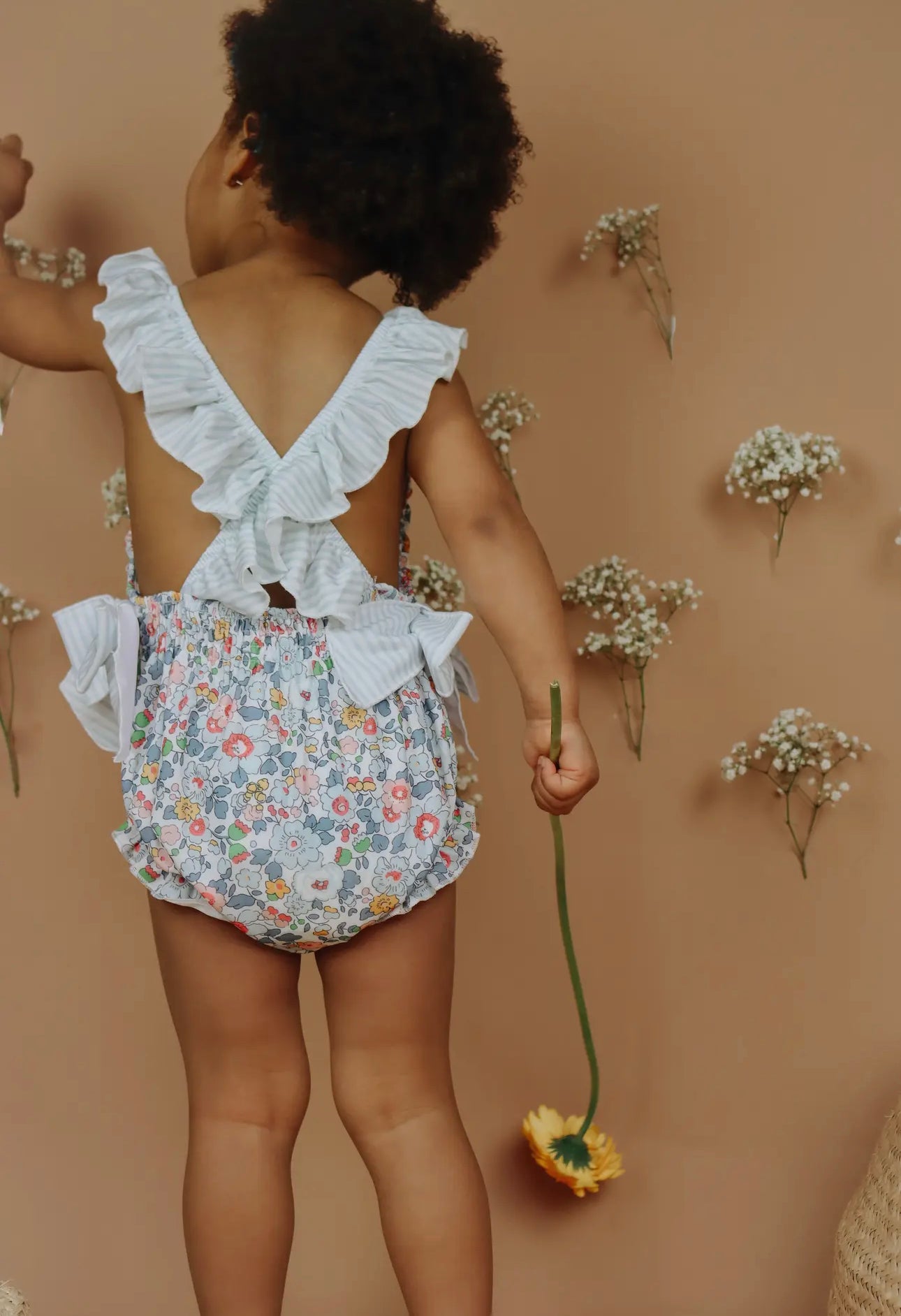 Smocked PINK floral Swimsuit