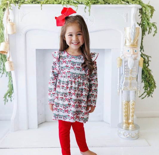 Bows & Baubles Christmas Flutter Pants Set