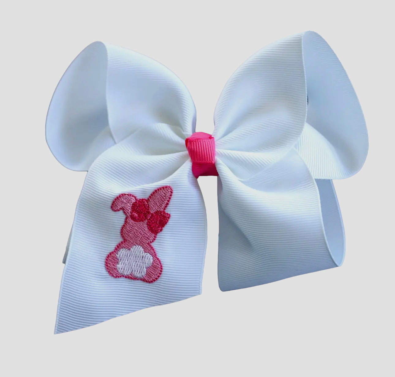 Pink Bunny Embroidered Bow