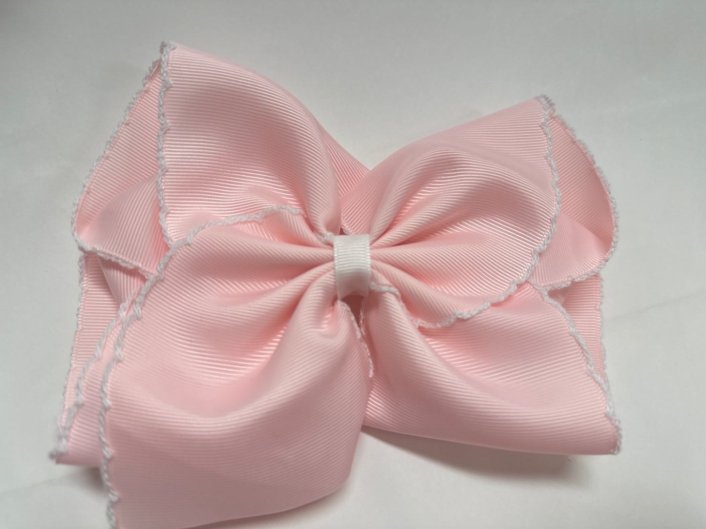 Light pink with white moon stitch Bow