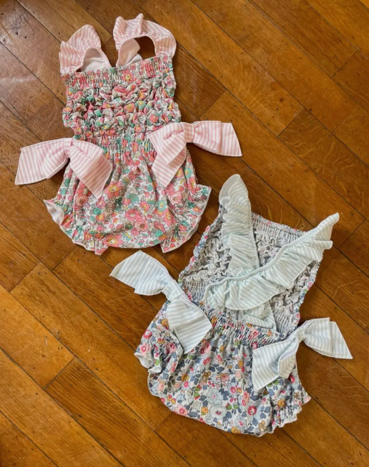 Smocked PINK floral Swimsuit