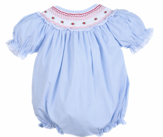 Rose & blue gingham Smocked bubble