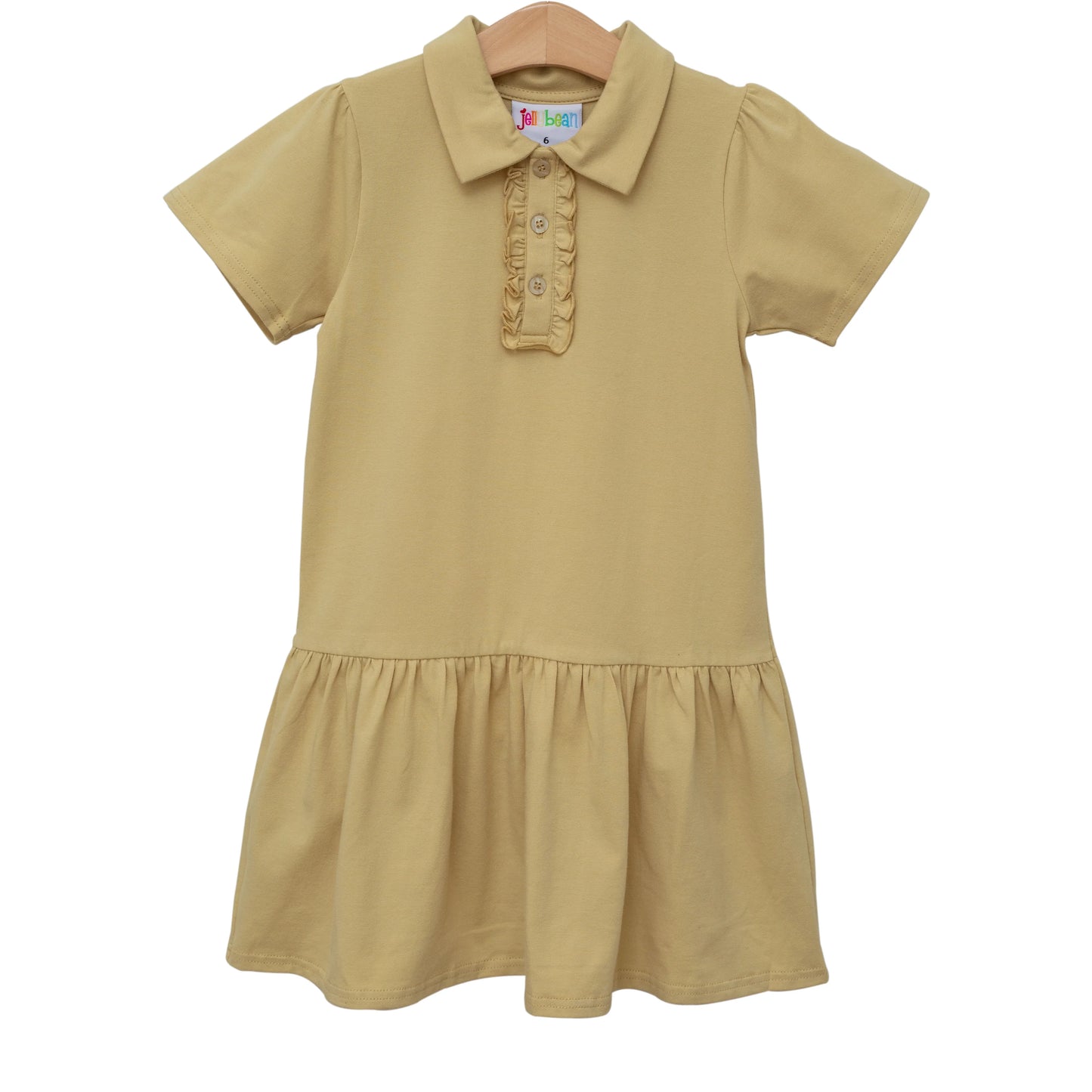 Ruffle Polo Dress (khaki, navy)