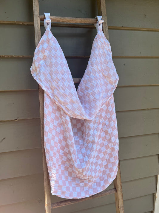 Briggham Blanket: Muslin Antique Pink Checker