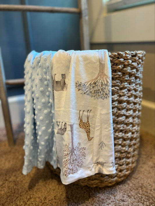 Briggham Blanket: Blue Zoo Mink Blanket
