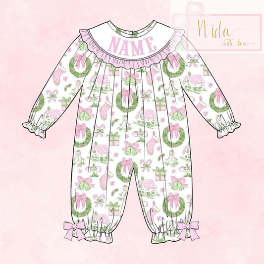 Custom Name Hand Smocked Long Bubble (Oct)