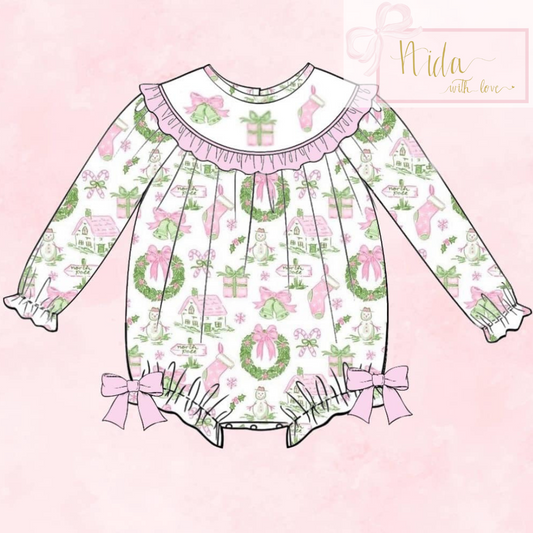 Hand Smocked Christmas Bubble (oct)