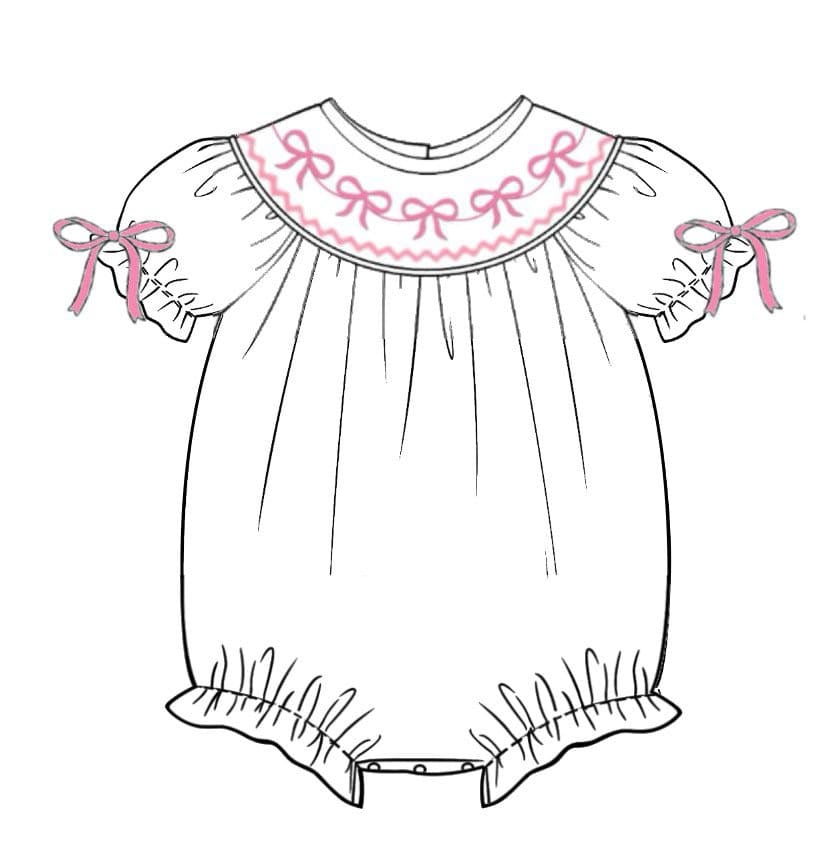 PREORDER: Hand Smocked Pink Bow Bubble (end of Sept)