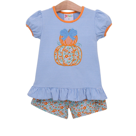 Pumpkin Stack Ruffle Short Set