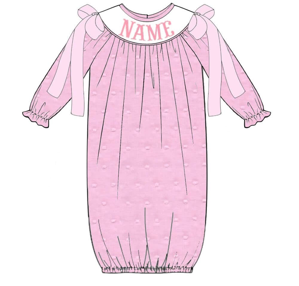 PRE ORDER Custom Name Smocked Infant Gown