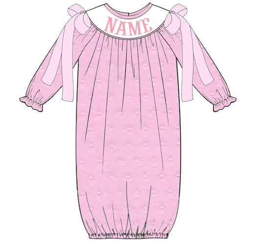 PRE ORDER Custom Name Smocked Infant Gown