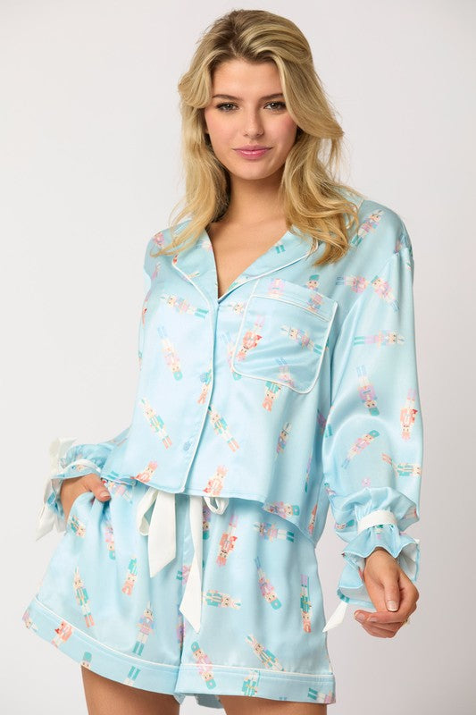 PREORDER Satin Nutcracker Pajama Set- baby blue (Oct)