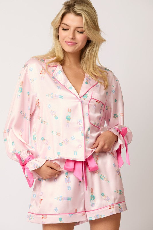 PREORDER Satin Nutcracker Pajama Set- baby pink (Oct)