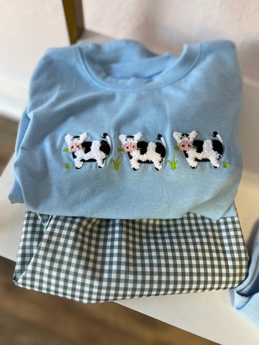 French knot cow 2pc shorts set