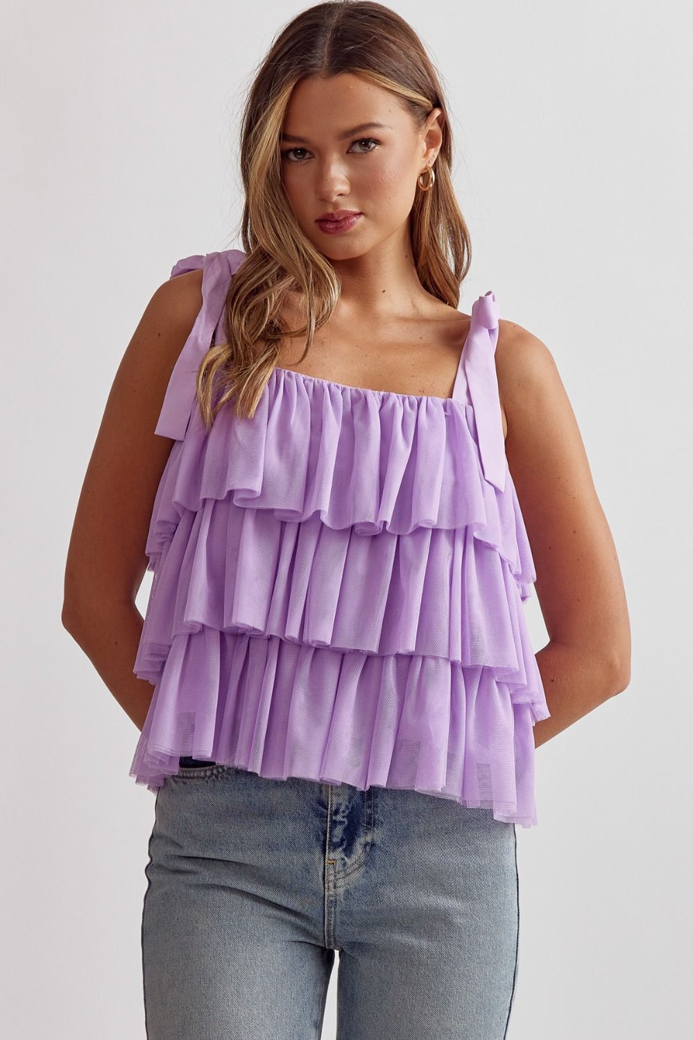 Talk Sweet Ruffled Lavender Top