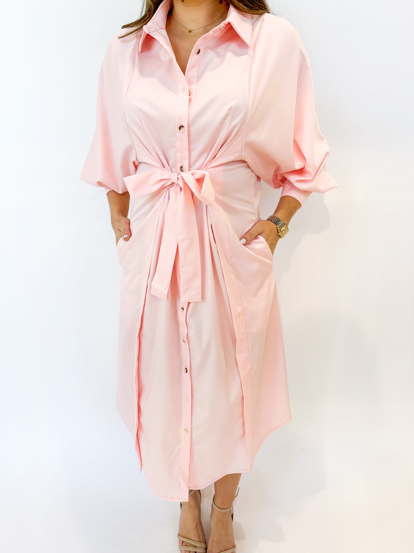 Pretty in Pink Bow Midi Dress