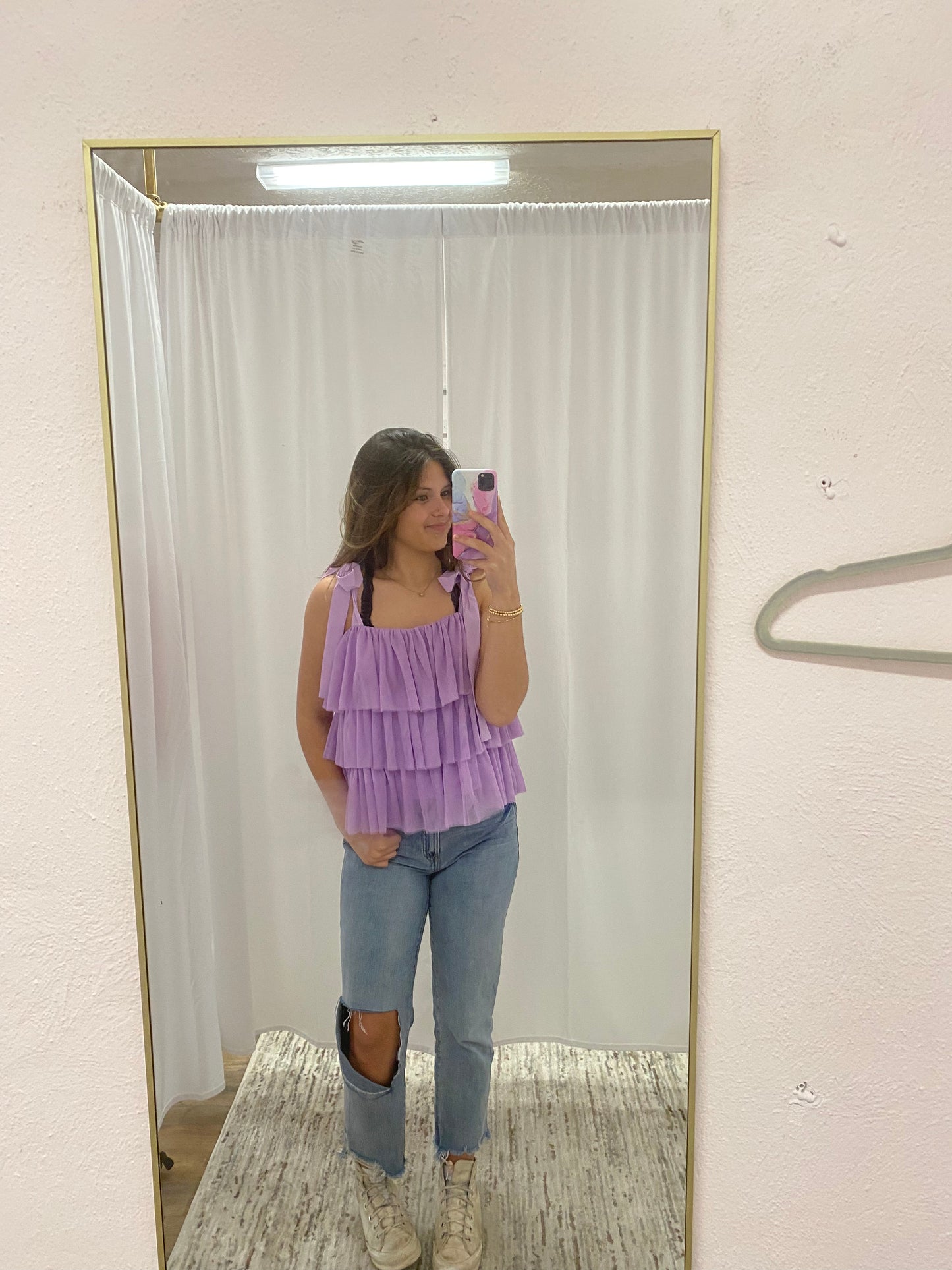 Talk Sweet Ruffled Lavender Top