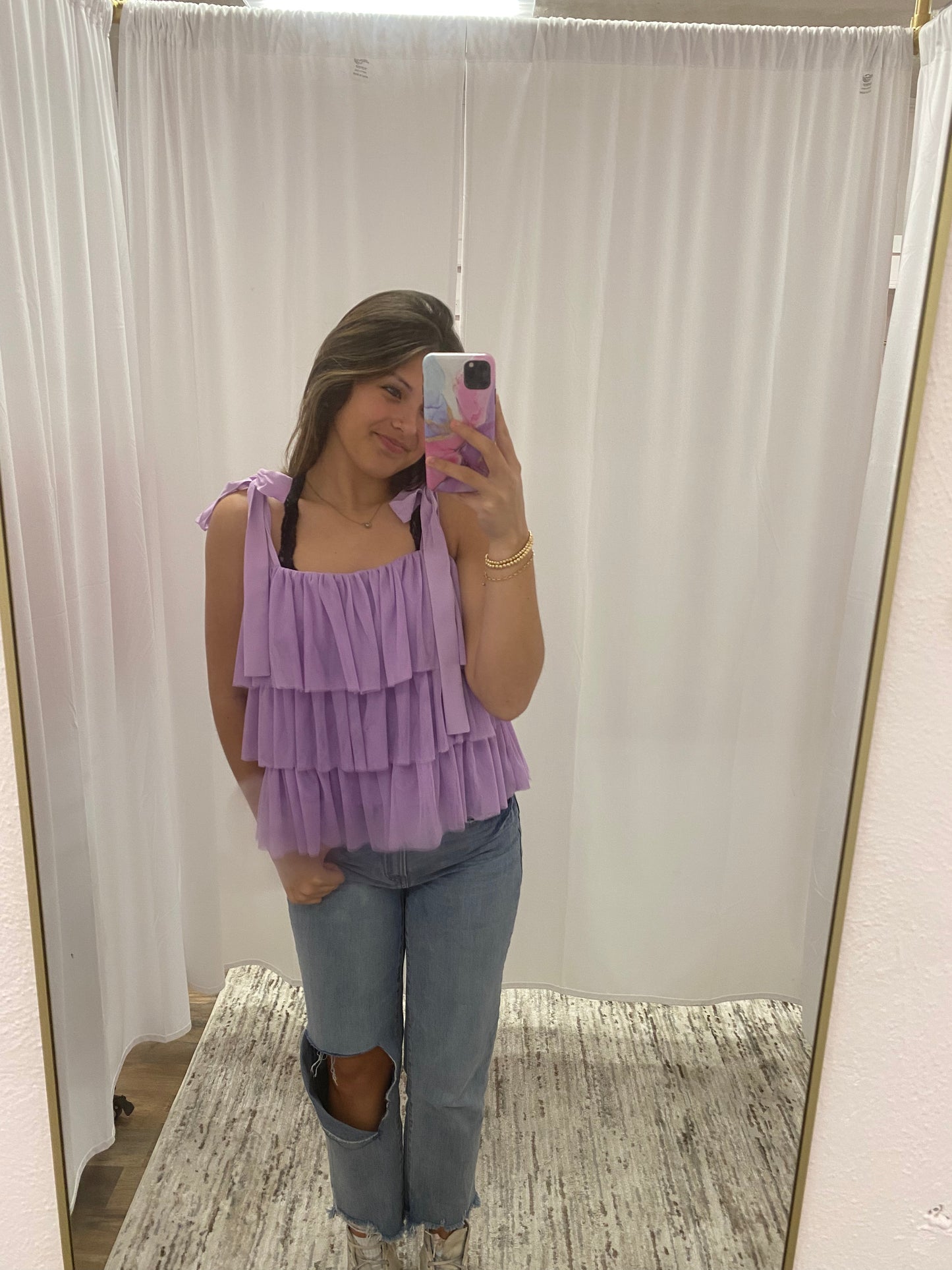 Talk Sweet Ruffled Lavender Top