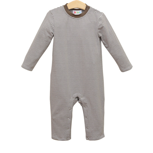 James LS Romper- Beige Stripe