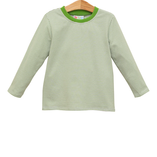 James LS Shirt- Moss Green Stripe