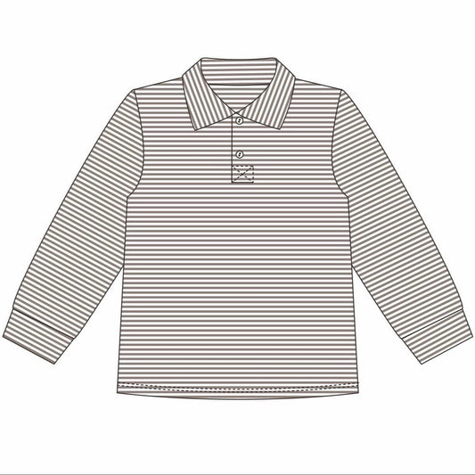 Micheal Polo LS- Beige Stripe