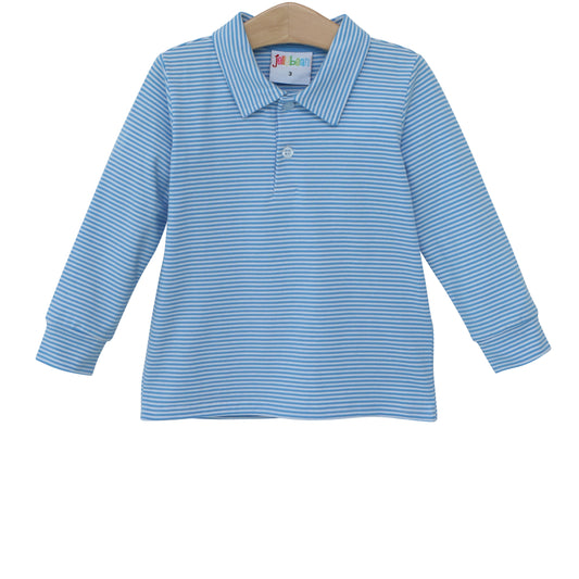 Micheal Polo LS- Cornflower Blue Stripe