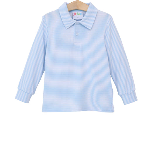 Micheal Polo LS- Light Blue Stripe