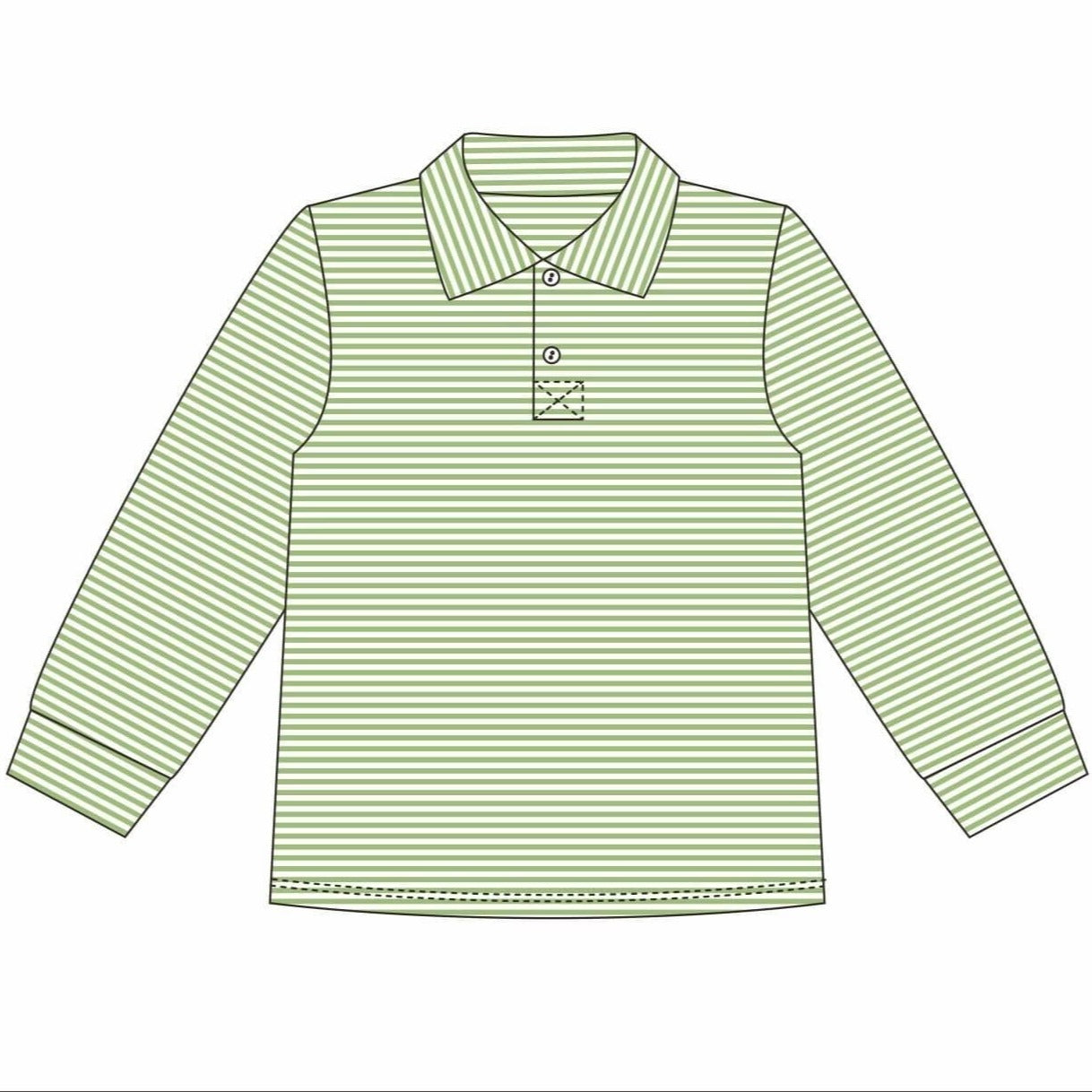 Micheal Polo LS- Moss Green Stripe