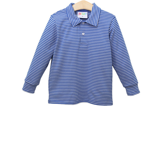 Micheal Polo LS- Royal Wide Stripe