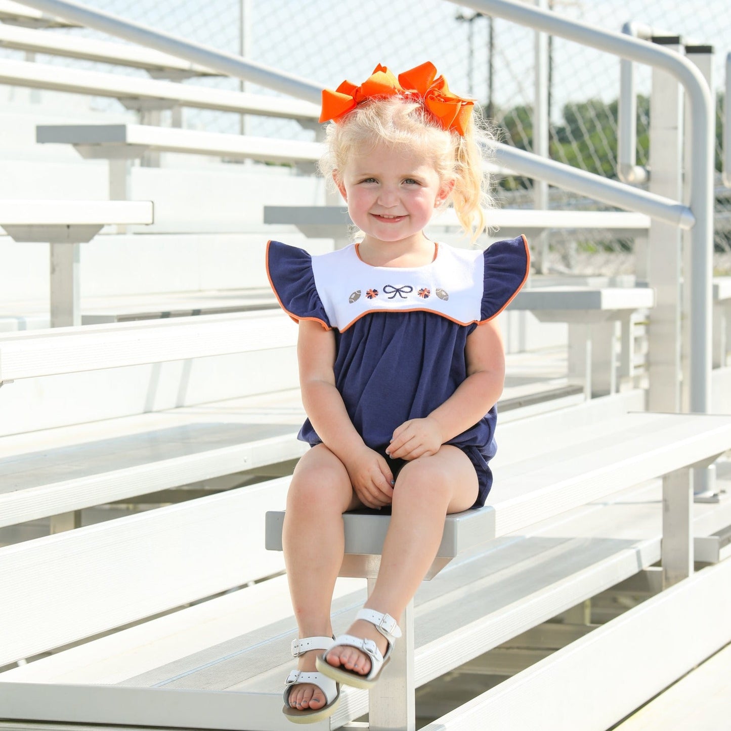 Team Spirit Scallop Bubble/Dress- Navy/Orange