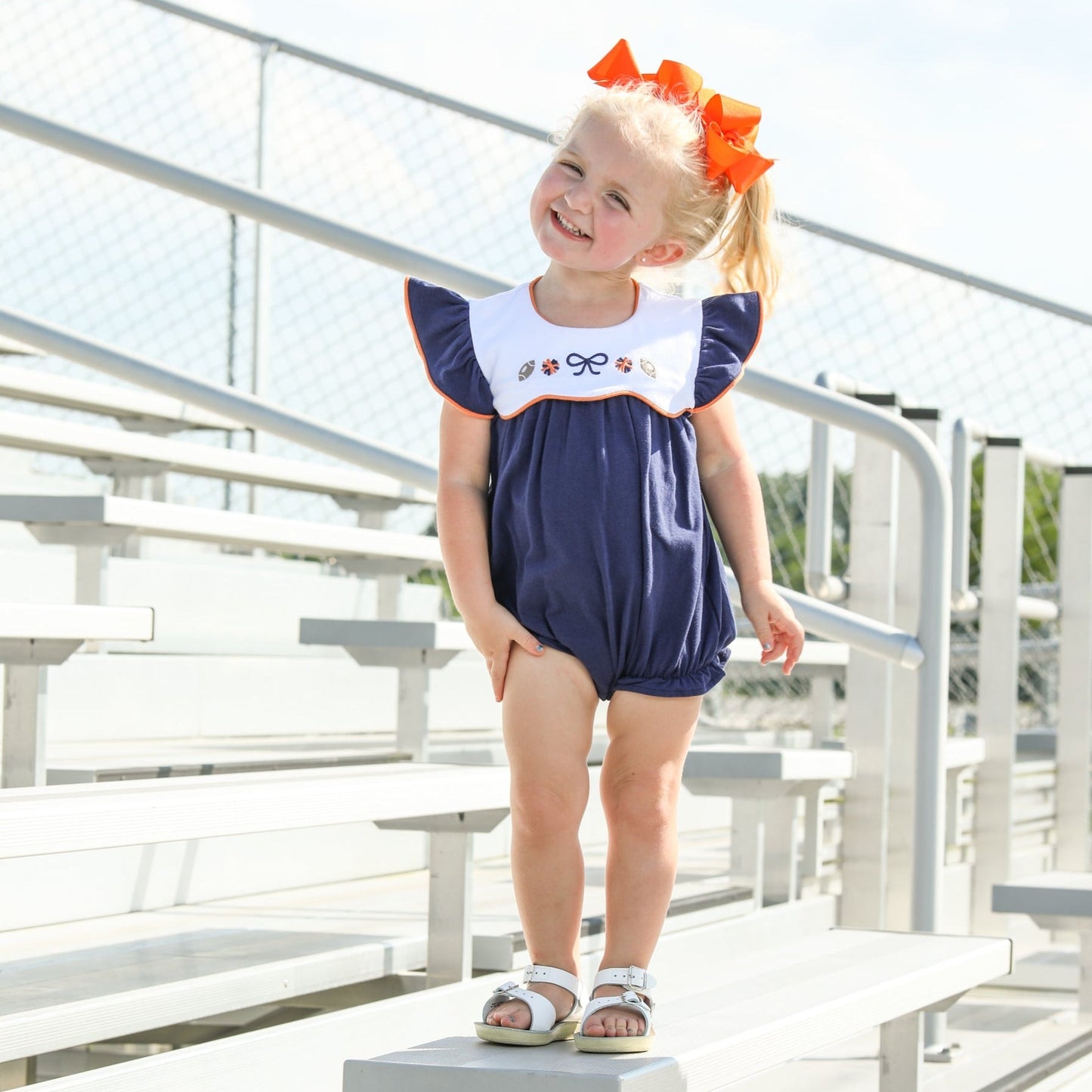 Team Spirit Scallop Bubble/Dress- Navy/Orange