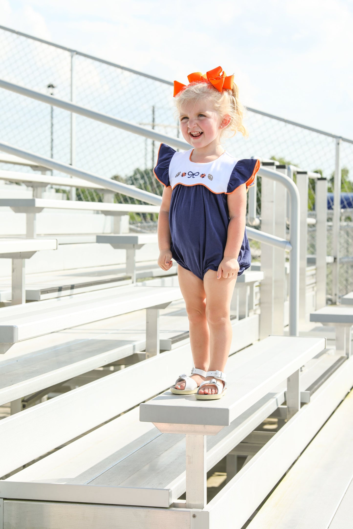 Team Spirit Scallop Bubble/Dress- Navy/Orange