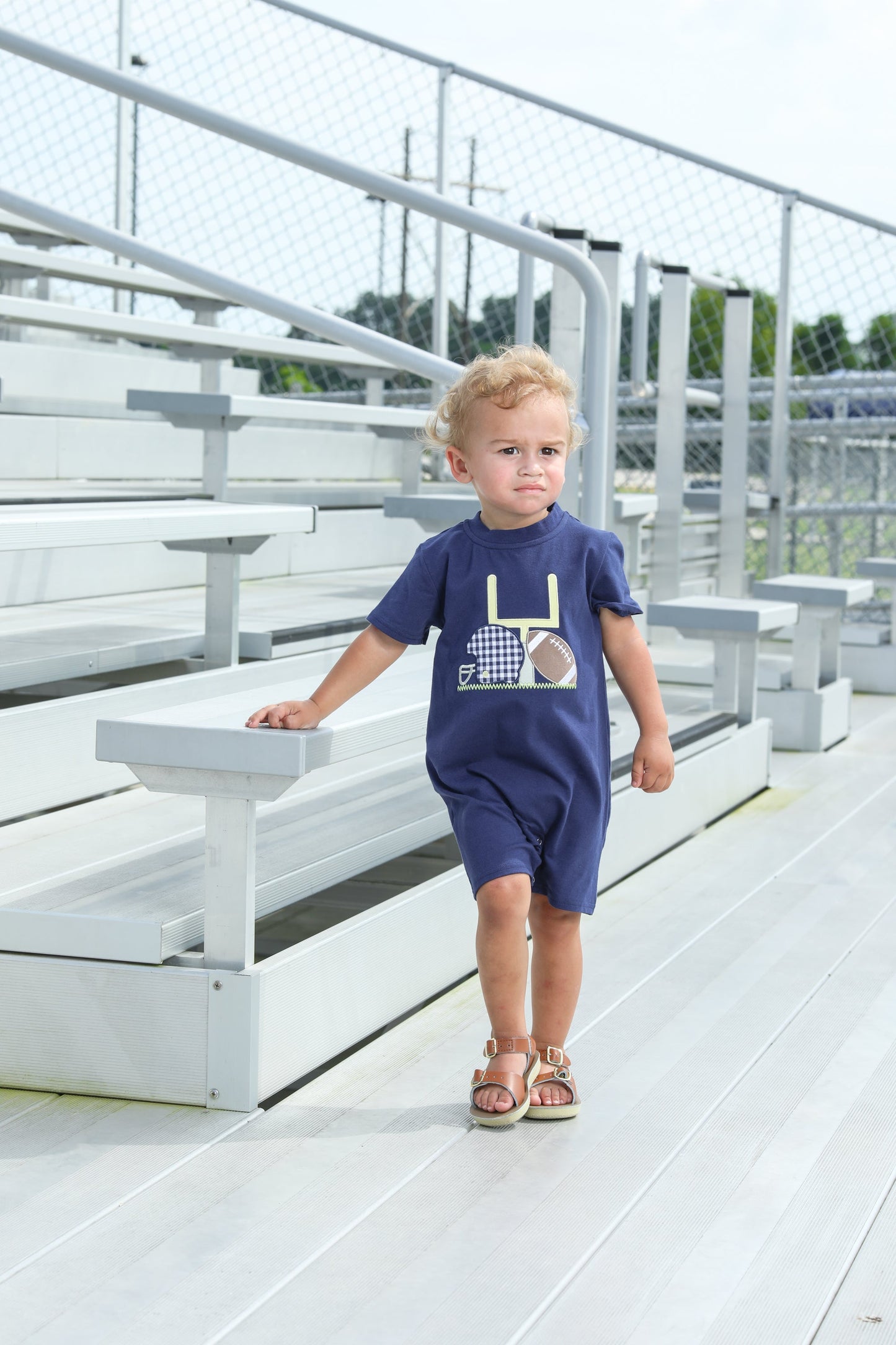 Touch Down Romper- Navy