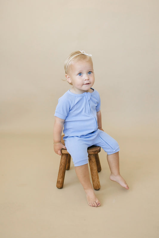 Solid Ribbed Bamboo Shorty Romper  - more colors