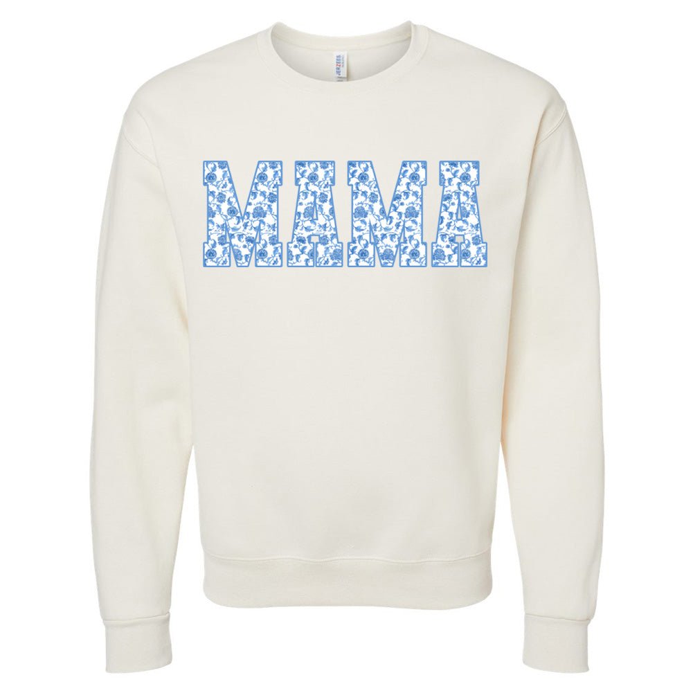 'Blue & White Chinoiserie 'Mama' Crewneck Sweatshirt