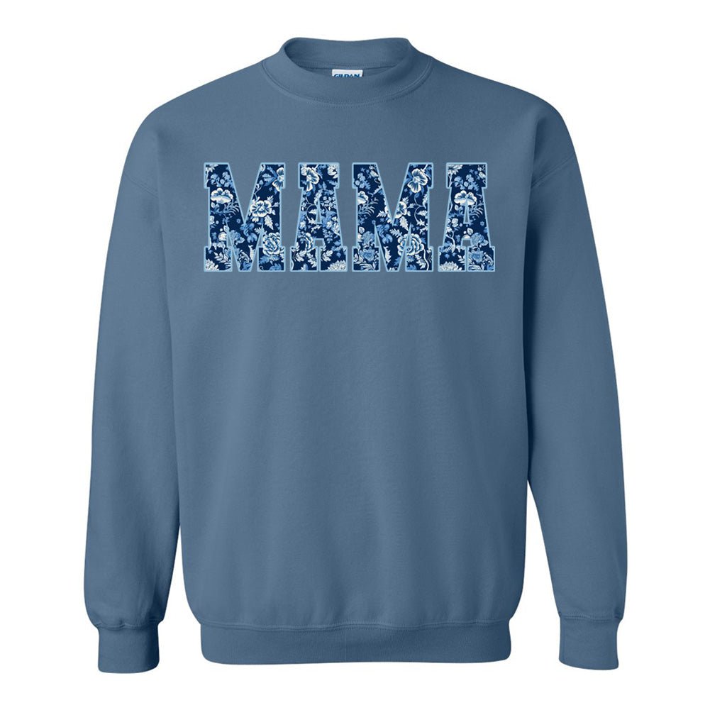 'Blue & White Chinoiserie 'Mama' Crewneck Sweatshirt