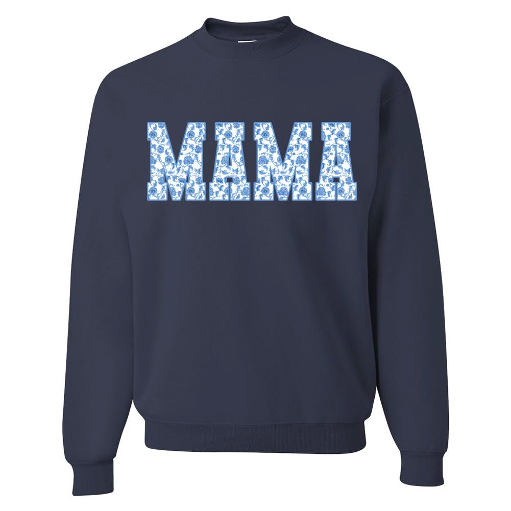 'Blue & White Chinoiserie 'Mama' Crewneck Sweatshirt