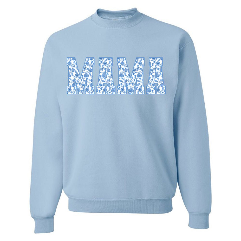 'Blue & White Chinoiserie 'Mama' Crewneck Sweatshirt