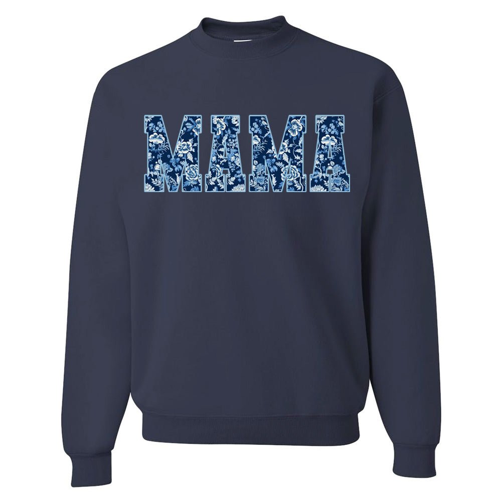 'Blue & White Chinoiserie 'Mama' Crewneck Sweatshirt