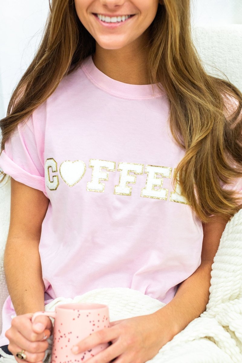 Coffee Heart Letter Patch Comfort Colors T-Shirt