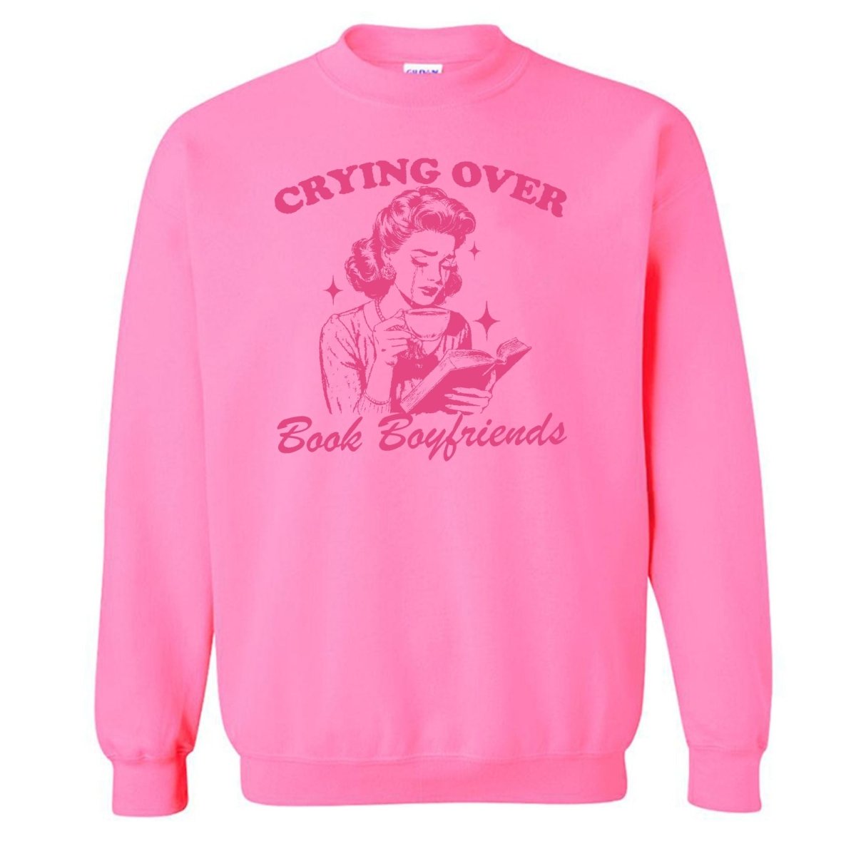 'Crying Over Book Boyfriends' Crewneck Sweatshirt