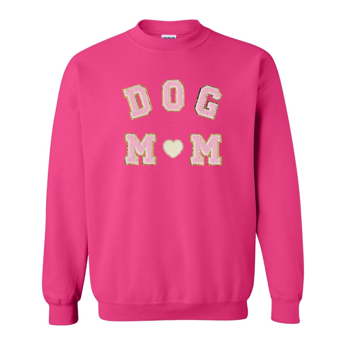 Dog Mom Letter Patch Crewneck Sweatshirt