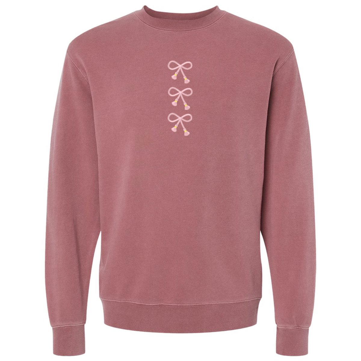 Embroidered Tasseled 'Bows' Cozy Crew