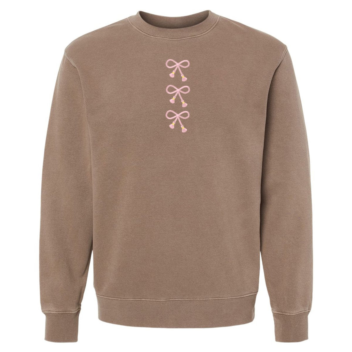 Embroidered Tasseled 'Bows' Cozy Crew