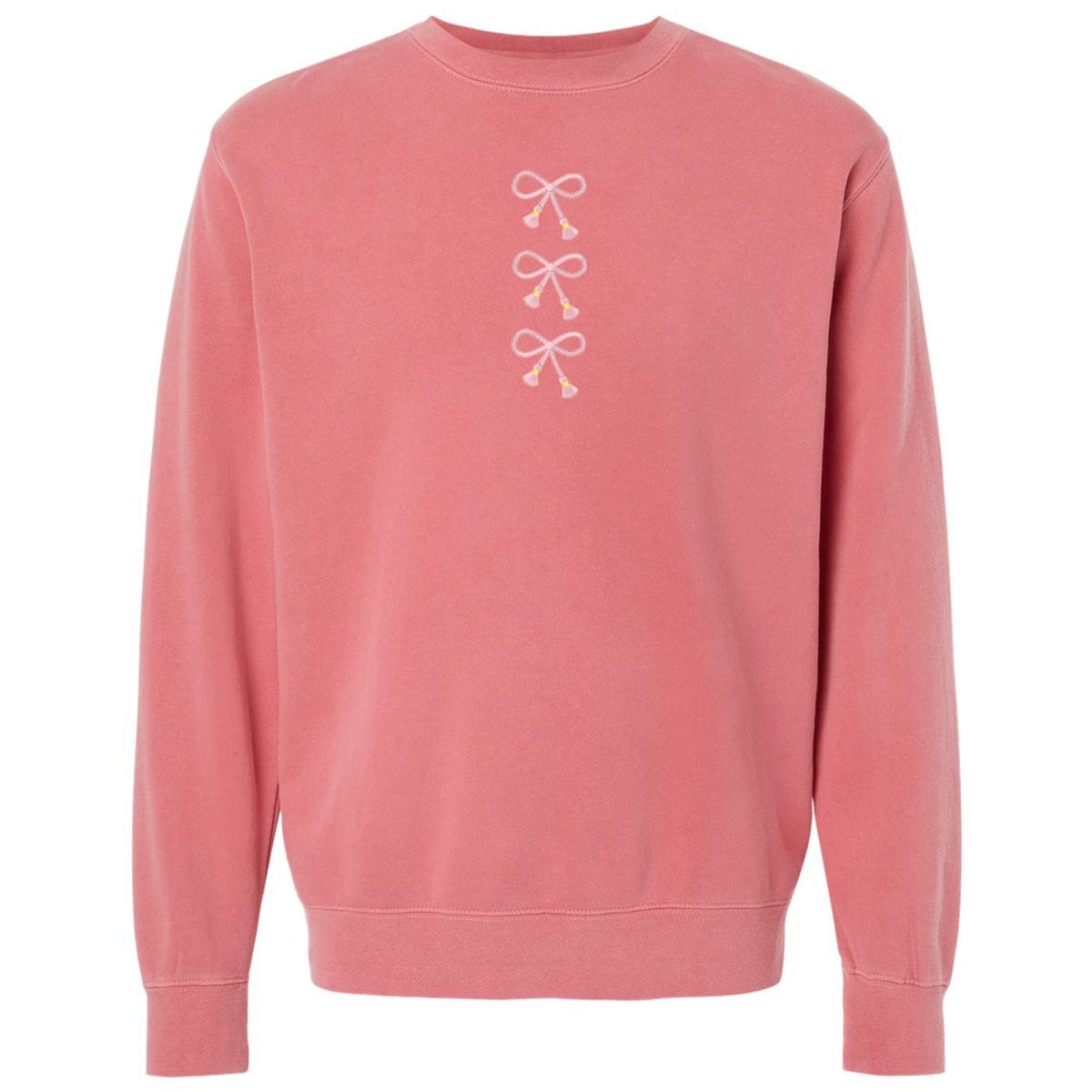 Embroidered Tasseled 'Bows' Cozy Crew