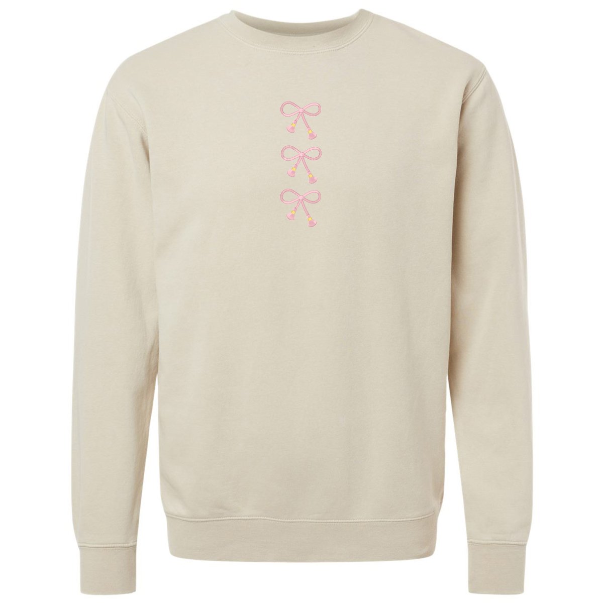 Embroidered Tasseled 'Bows' Cozy Crew