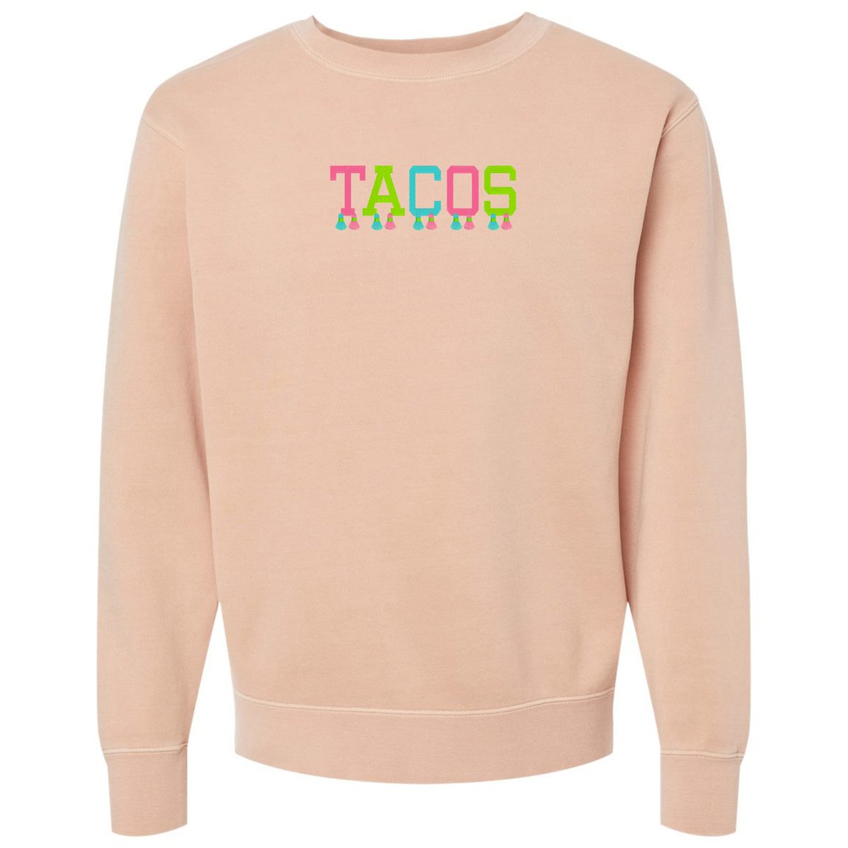 Embroidered Tasseled 'Tacos' Cozy Crew